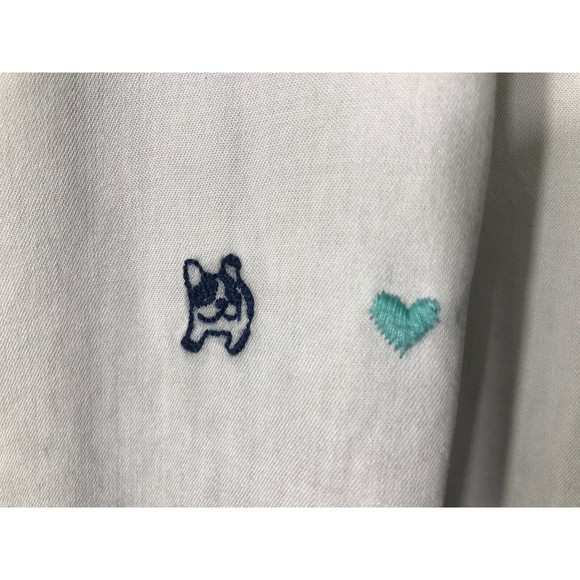 BILLY T LARGE Womens Long Button Shirt 100% LYOCELL Embroidered PUG DOG Hearts - Picture 11 of 16